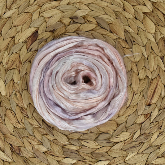 Mulberry Silk Roving Hand Dyed Pink Champagne| Silk Roving/Sliver | Sally Ridgway | Shop Wool, Felt and Fibre Online