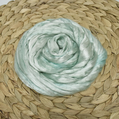 Mulberry Silk Roving Hand Dyed Teal Fizz
