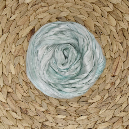 Mulberry Silk Roving Hand Dyed Teal Fizz