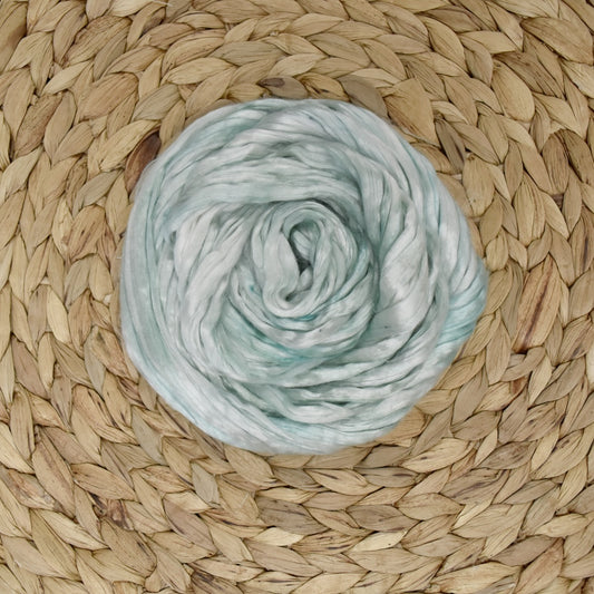 Mulberry Silk Roving Hand Dyed Teal Fizz| Silk Roving/Sliver | Sally Ridgway | Shop Wool, Felt and Fibre Online