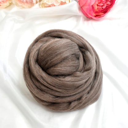 Australian Merino Wool Combed Top Natural Brown Undyed| Undyed Wool Roving Top | Sally Ridgway | Shop Wool, Felt and Fibre Online