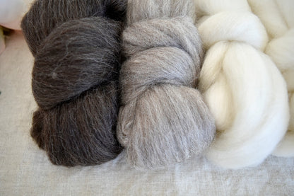 Undyed Natural Sample Packs 250g| Undyed Wool Roving Top | Sally Ridgway | Shop Wool, Felt and Fibre Online