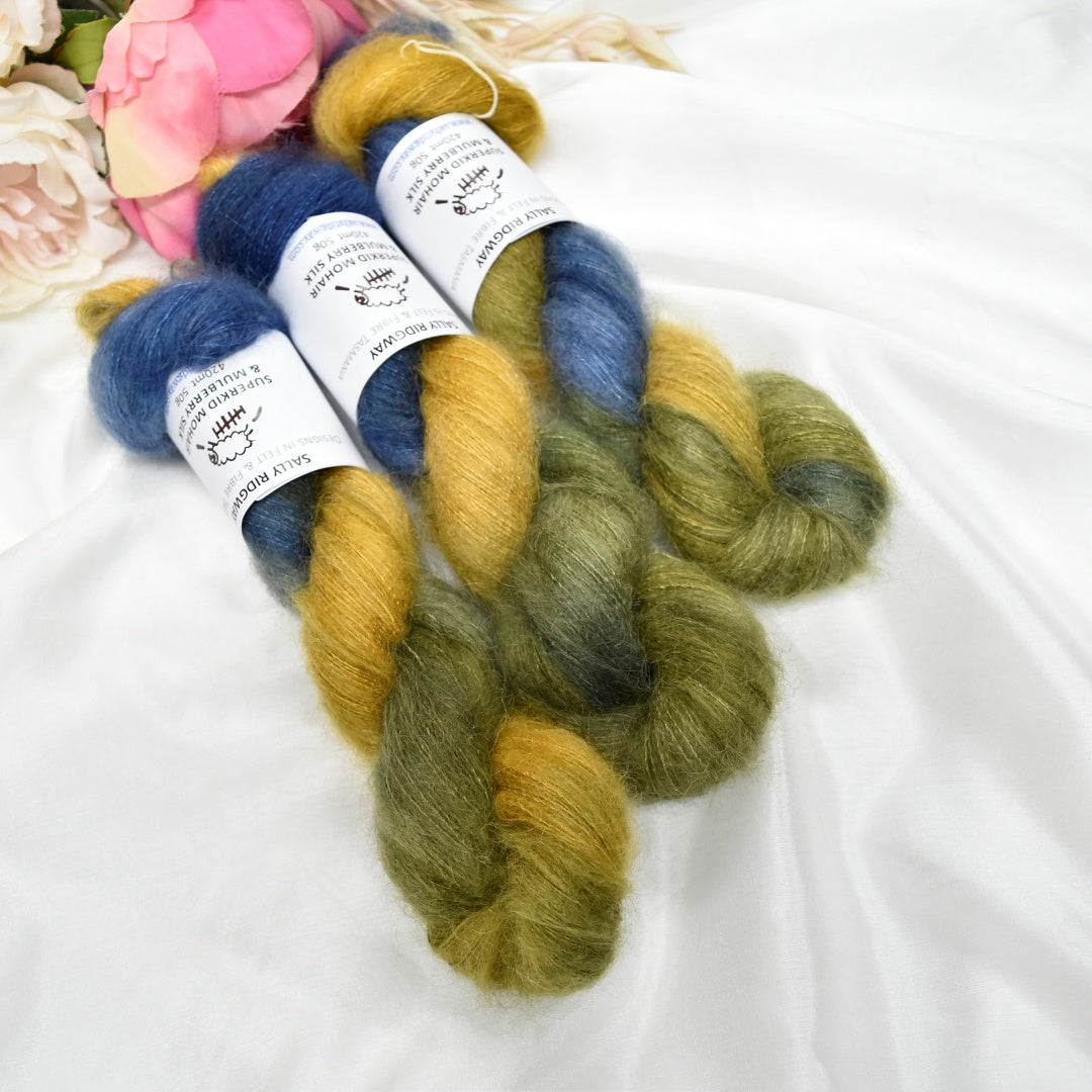 Superkid Mohair & Silk Hand Dyed Oak Moss| Mohair Silk | Sally Ridgway | Shop Wool, Felt and Fibre Online
