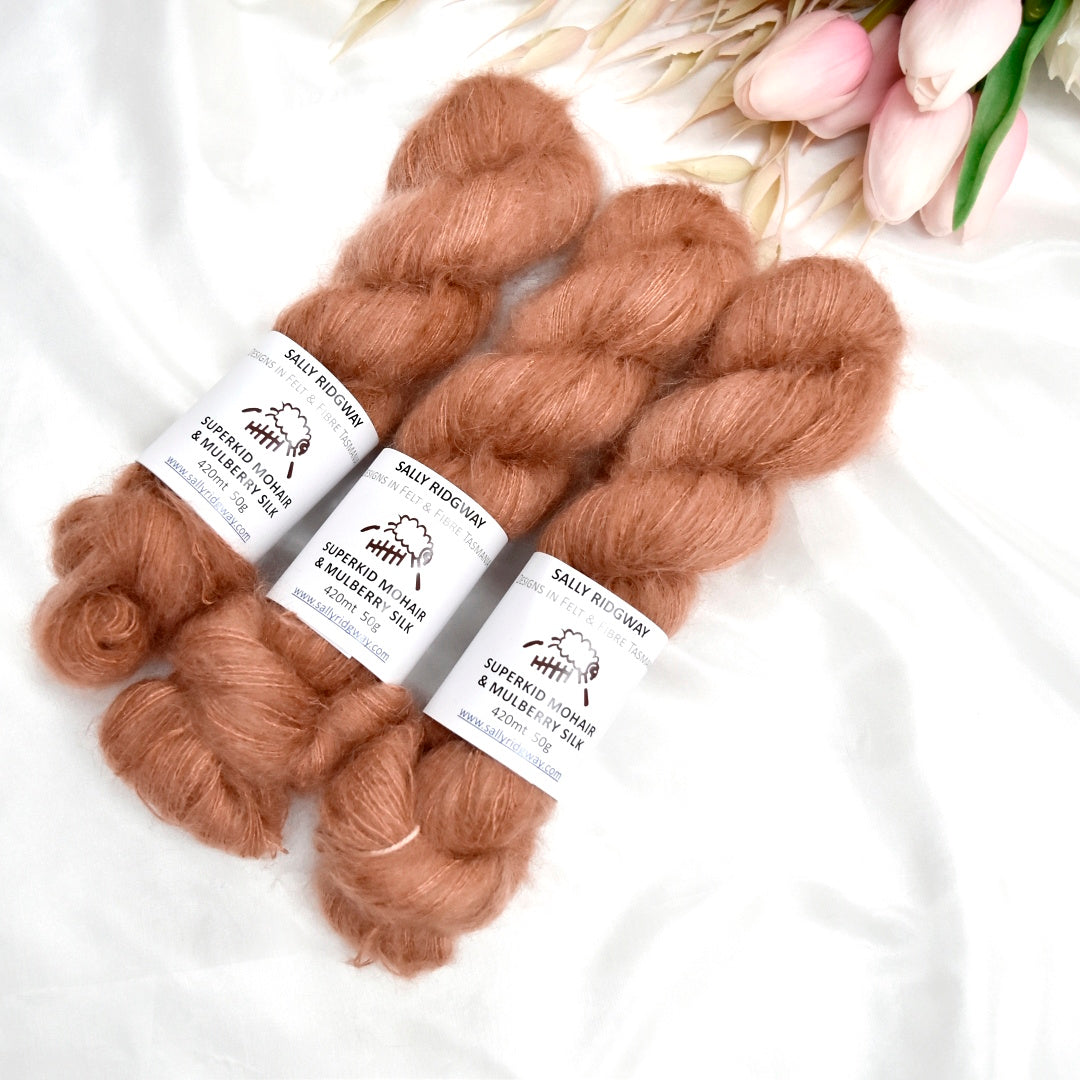 Superkid Mohair & Silk Hand Dyed Amber| Mohair Silk | Sally Ridgway | Shop Wool, Felt and Fibre Online