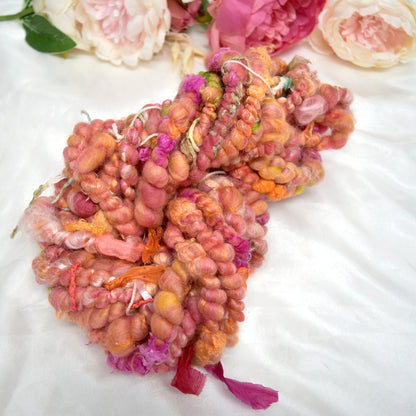 Handspun Art Yarn in Sweet Pumpkin| Hand Spun Yarn | Sally Ridgway | Shop Wool, Felt and Fibre Online