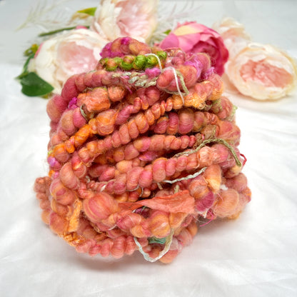 Handspun Art Yarn in Sweet Pumpkin| Hand Spun Yarn | Sally Ridgway | Shop Wool, Felt and Fibre Online