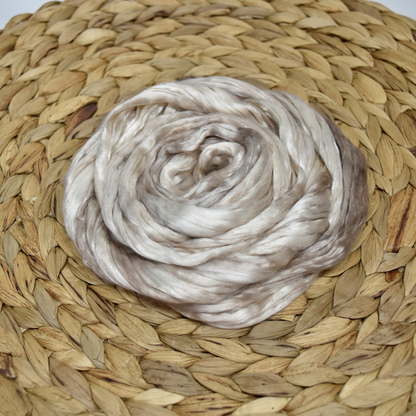 Mulberry Silk Roving Hand Dyed Parchment