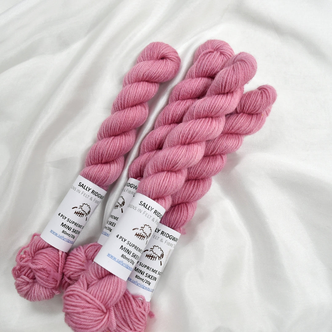Mini Skeins 4 Ply Supreme Sock Yarn Wood Rose Bud| 4 Ply Mini Skein | Sally Ridgway | Shop Wool, Felt and Fibre Online