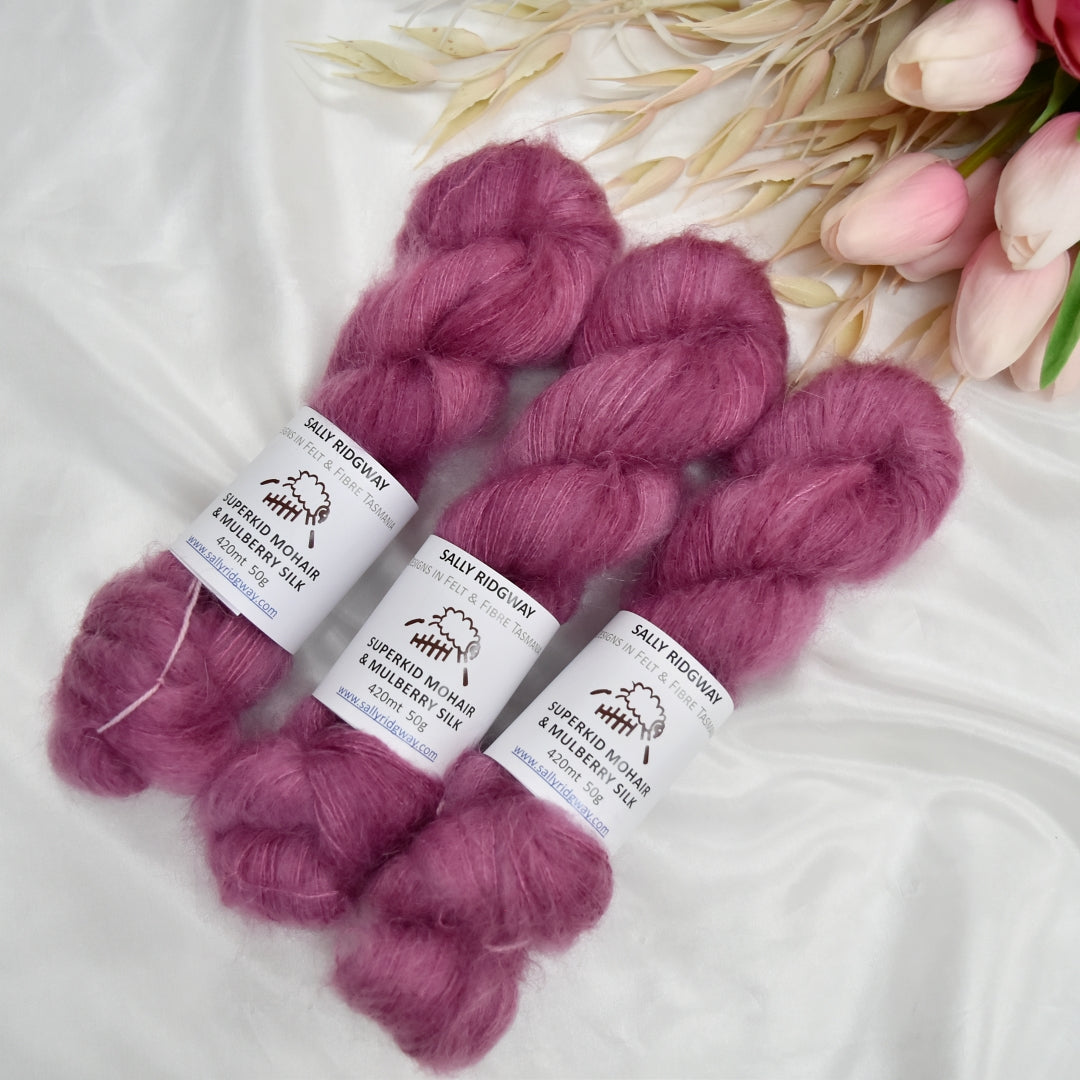 Superkid Mohair & Silk Hand Dyed Wild Blossom| Mohair Silk | Sally Ridgway | Shop Wool, Felt and Fibre Online