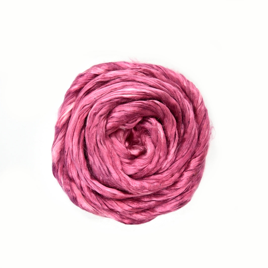 Mulberry Silk Roving Hand Dyed in Wild Blossom| Silk Roving/Sliver | Sally Ridgway | Shop Wool, Felt and Fibre Online