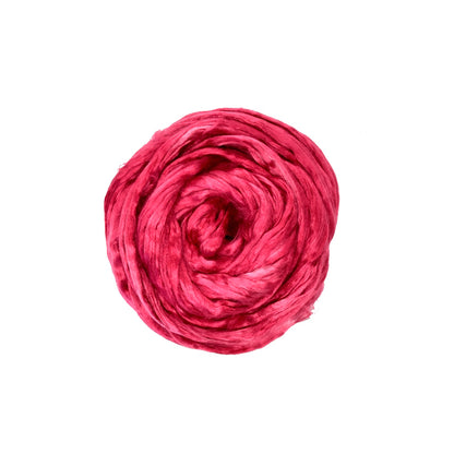 Mulberry Silk Roving Hand Dyed in Wood Rose