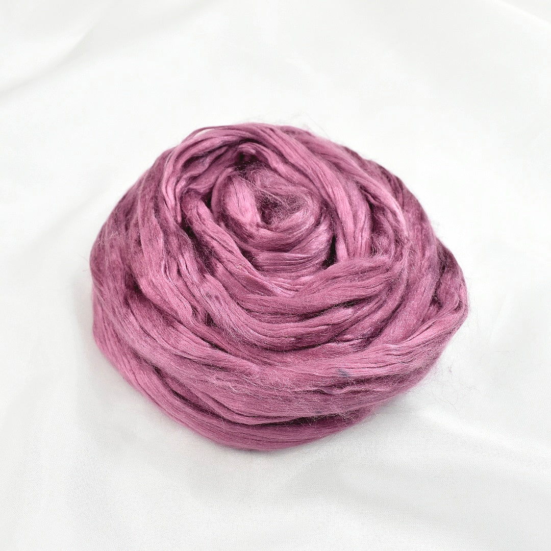 Mulberry Silk Roving Hand Dyed in Ruby-Silk Roving/Sliver-2-Light Ruby-Sally Ridgway Designs in Felt &amp; Fibre