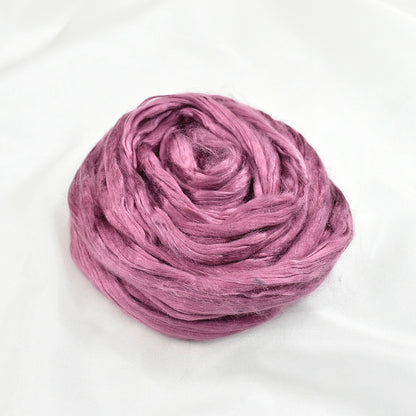 Mulberry Silk Roving Hand Dyed in Ruby-Silk Roving/Sliver-2-Light Ruby-Sally Ridgway Designs in Felt &amp; Fibre
