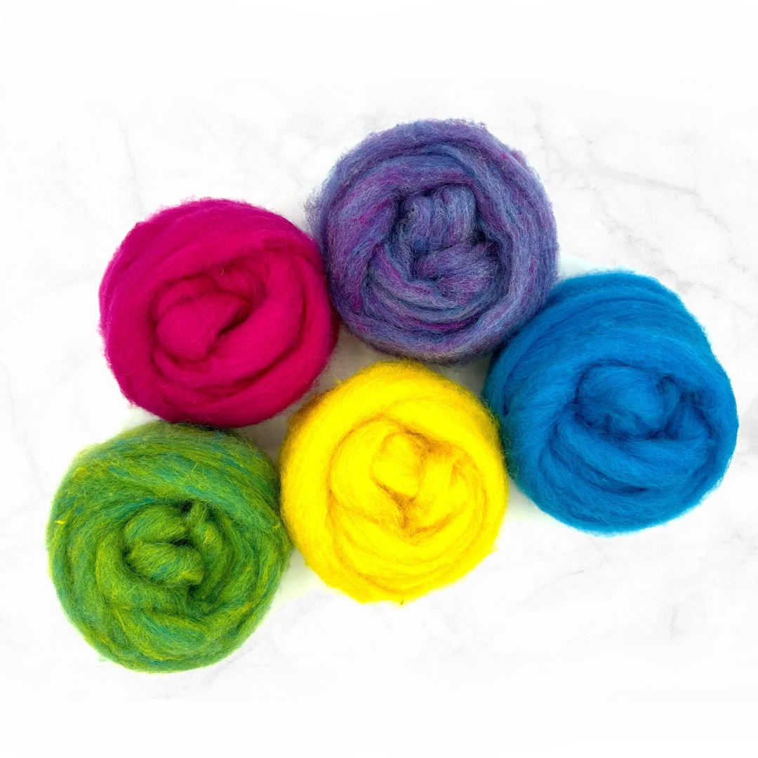 Pop Art Collection Corriedale Sliver Mixed Bags 125g| Corriedale Wool | Sally Ridgway | Shop Wool, Felt and Fibre Online