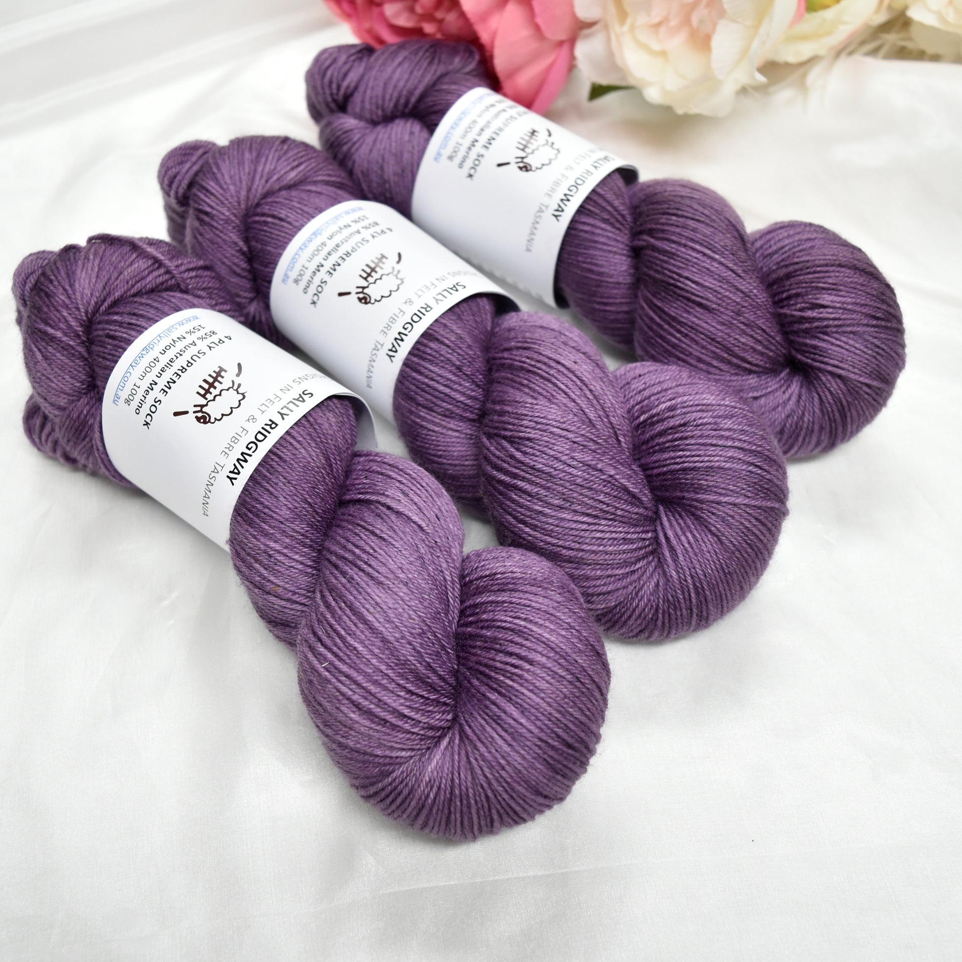 Middle Mauve 4 ply Supreme Sock Yarn Hand Dyed| Sock Yarn | Sally Ridgway | Shop Wool, Felt and Fibre Online