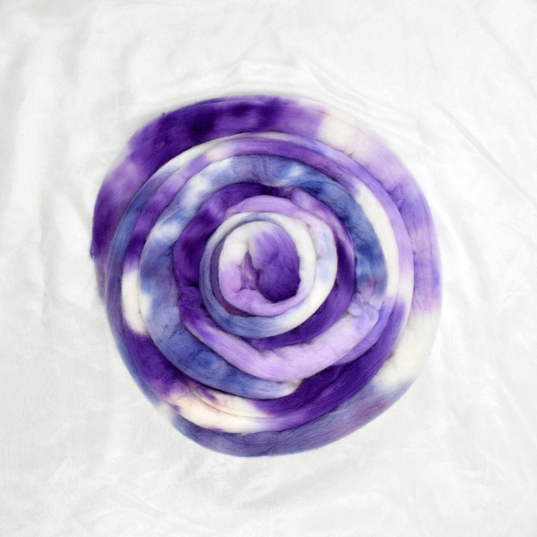 Tasmanian Merino Wool Combed Top Hand Dyed Native Violets| Merino Wool Tops | Sally Ridgway | Shop Wool, Felt and Fibre Online
