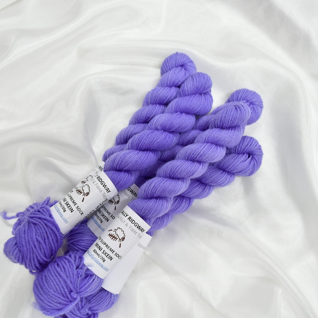 Mini Skeins 4 Ply Supreme Sock Yarn Royal Lavender| 4 Ply Mini Skein | Sally Ridgway | Shop Wool, Felt and Fibre Online