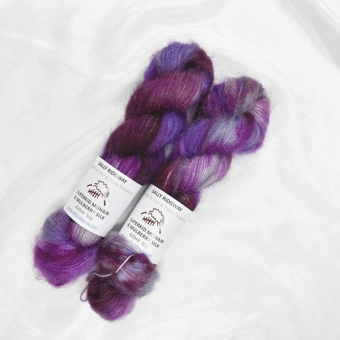 Superkid Mohair & Silk Hand Dyed Tempest| Mohair Silk | Sally Ridgway | Shop Wool, Felt and Fibre Online