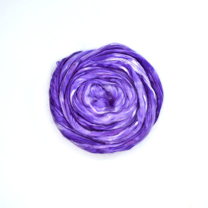 Mulberry Silk Roving Purple| Silk Roving/Sliver | Sally Ridgway | Shop Wool, Felt and Fibre Online