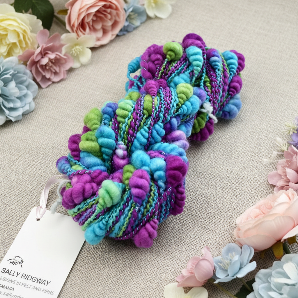 Rainbow Beehive Hand Spun Art Yarn-Hand Spun Yarn-4-59m / 100g-Sally Ridgway Designs in Felt &amp; Fibre