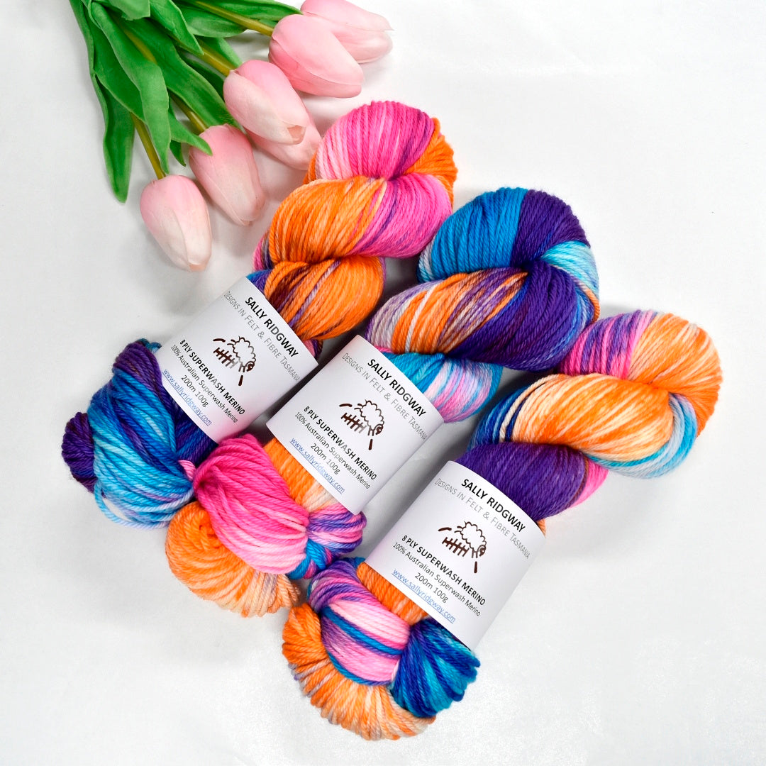 Butterfly on 8 Ply Superwash 100% Merino Yarn| 8 Ply Superwash Merino Yarn | Sally Ridgway | Shop Wool, Felt and Fibre Online