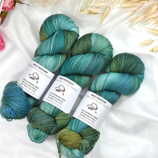 Riverina 4 ply Supreme Sock Yarn Hand Dyed| Sock Yarn | Sally Ridgway | Shop Wool, Felt and Fibre Online