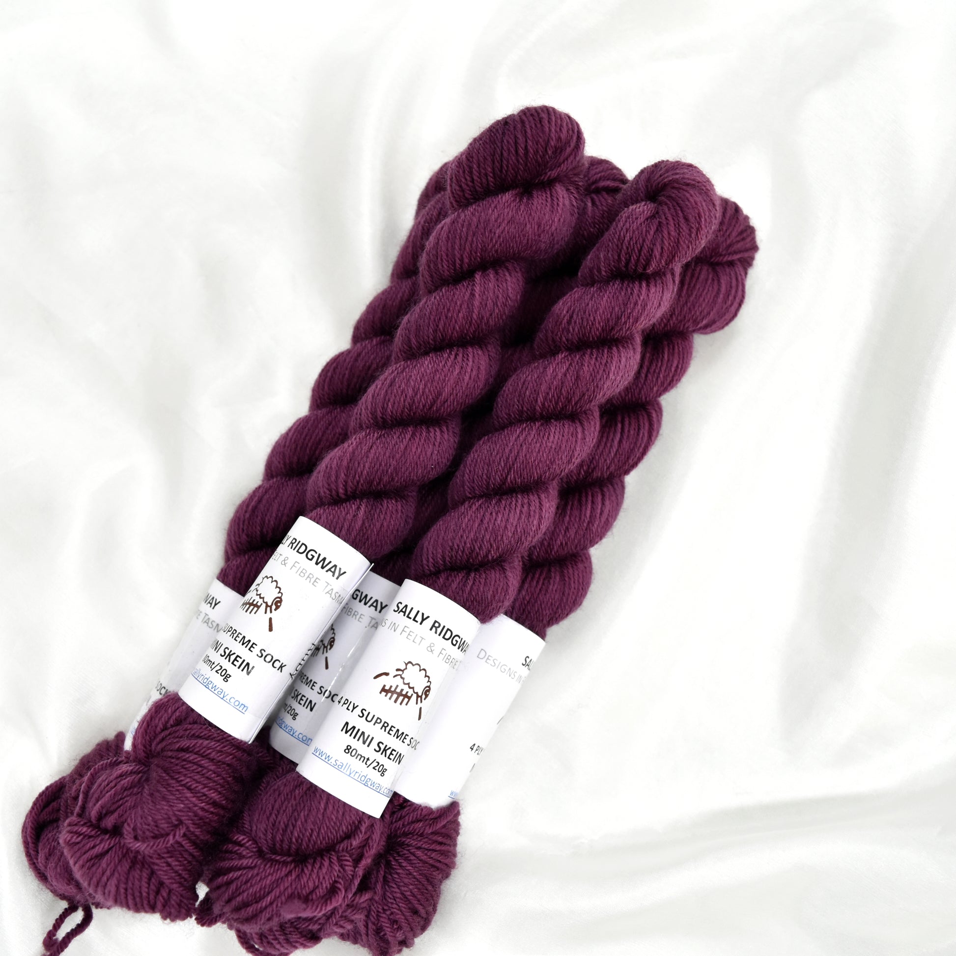 Mini Skeins 4 Ply Supreme Sock Yarn Ruby| 4 Ply Mini Skein | Sally Ridgway | Shop Wool, Felt and Fibre Online