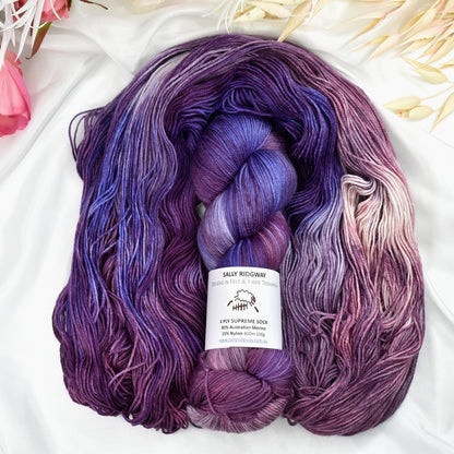 Ruby Blues 4 ply Supreme Sock Yarn Hand Dyed| Sock Yarn | Sally Ridgway | Shop Wool, Felt and Fibre Online