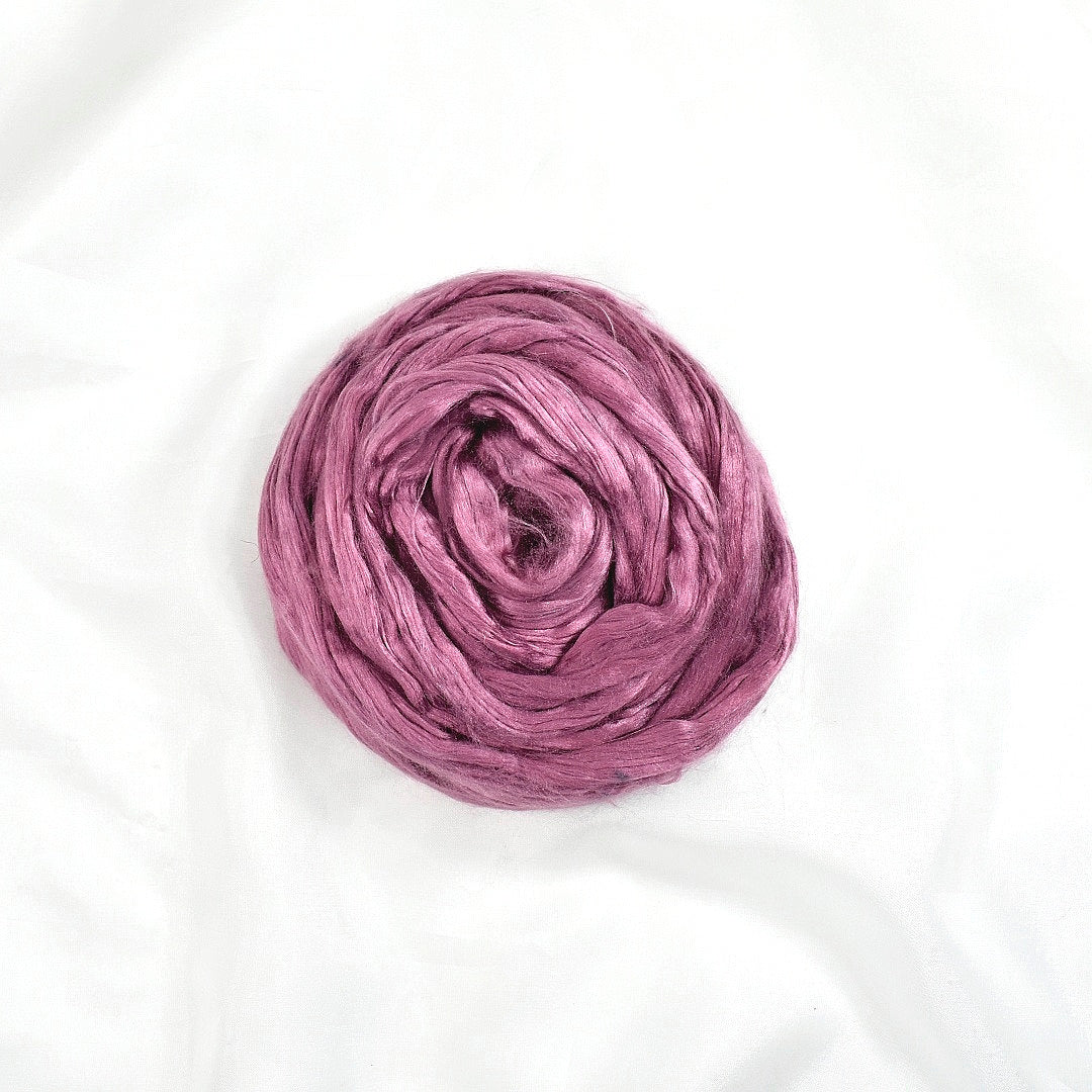 Mulberry Silk Roving Hand Dyed in Ruby-Silk Roving/Sliver-1-Light Ruby-Sally Ridgway Designs in Felt &amp; Fibre