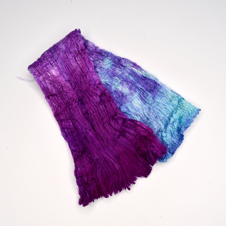 Silk Cocoon Sheet Fabric Hand Dyed in a Pink and Blue Mix 12605| Silk Cocoon Sheets | Sally Ridgway | Shop Wool, Felt and Fibre Online