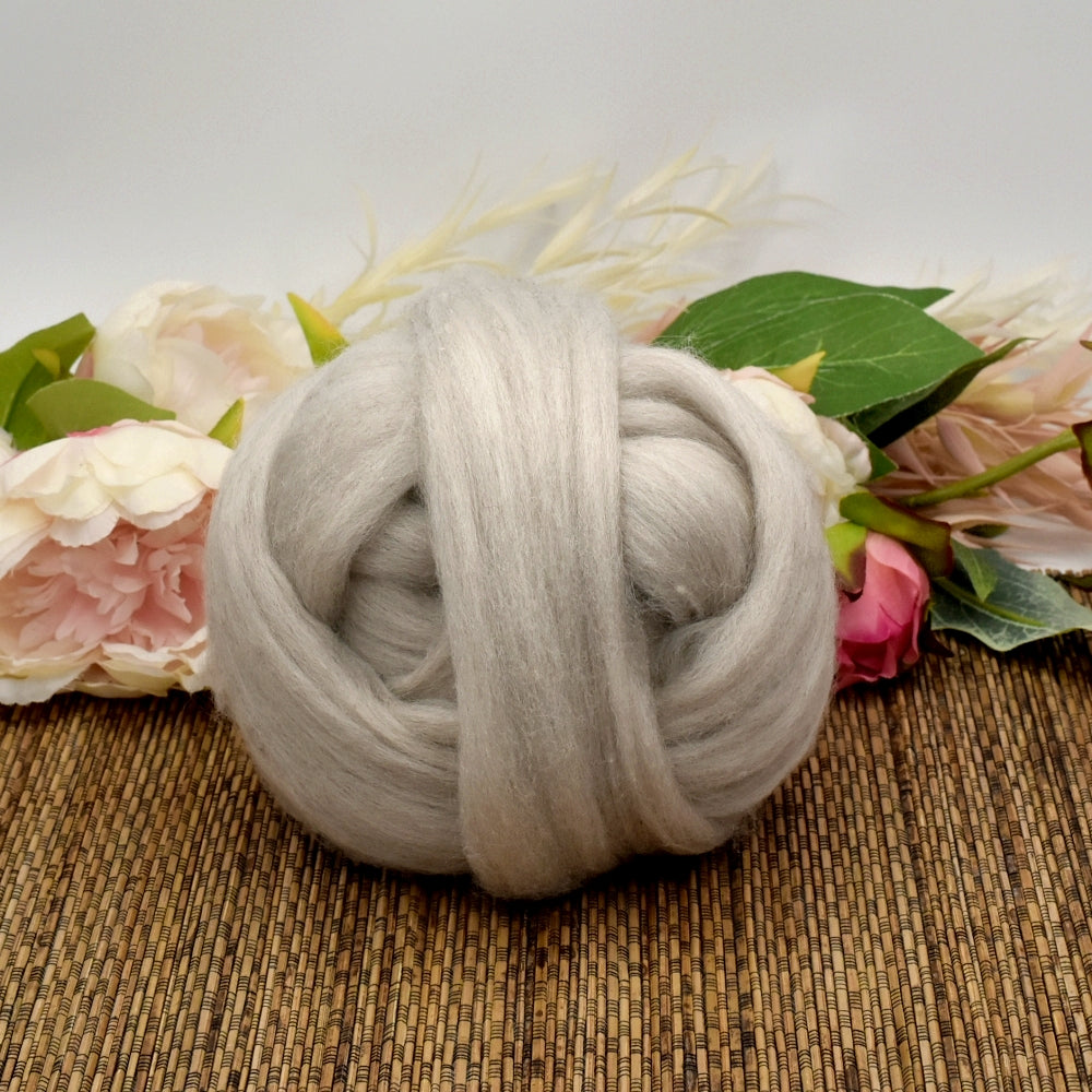 Silver Grey Merino & Corriedale Combed Top| Undyed Wool Roving Top | Sally Ridgway | Shop Wool, Felt and Fibre Online