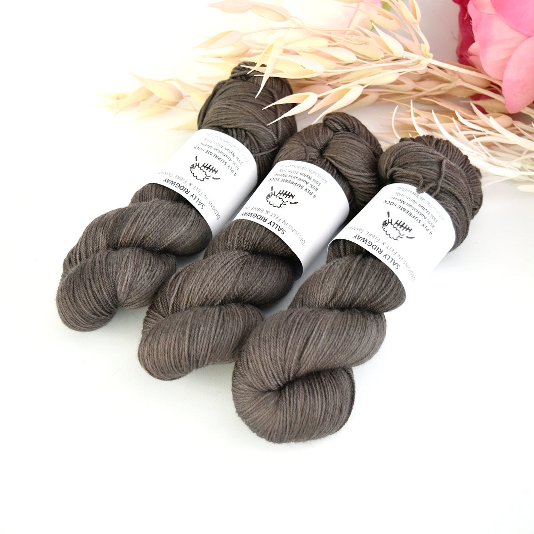 Slate 4 ply Supreme Sock Yarn Hand Dyed| Sock Yarn | Sally Ridgway | Shop Wool, Felt and Fibre Online