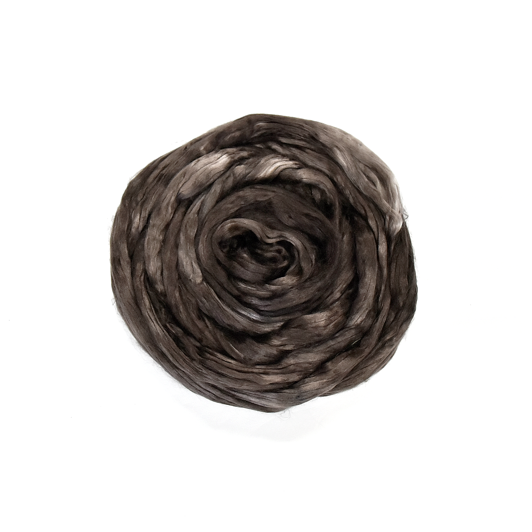 Mulberry Silk Roving Hand Dyed Slate
