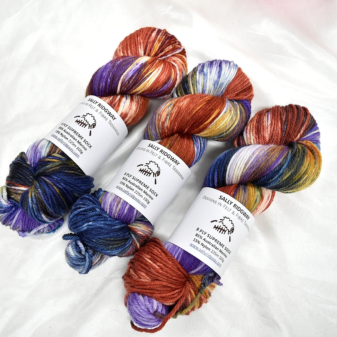 8 ply Supreme Sock in Stained Glass| 8 Ply Supreme Sock | Sally Ridgway | Shop Wool, Felt and Fibre Online