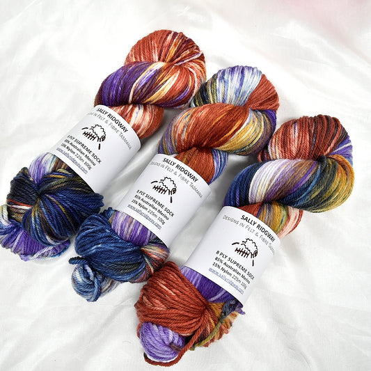 8 ply Supreme Sock in Stained Glass| 8 Ply Supreme Sock | Sally Ridgway | Shop Wool, Felt and Fibre Online
