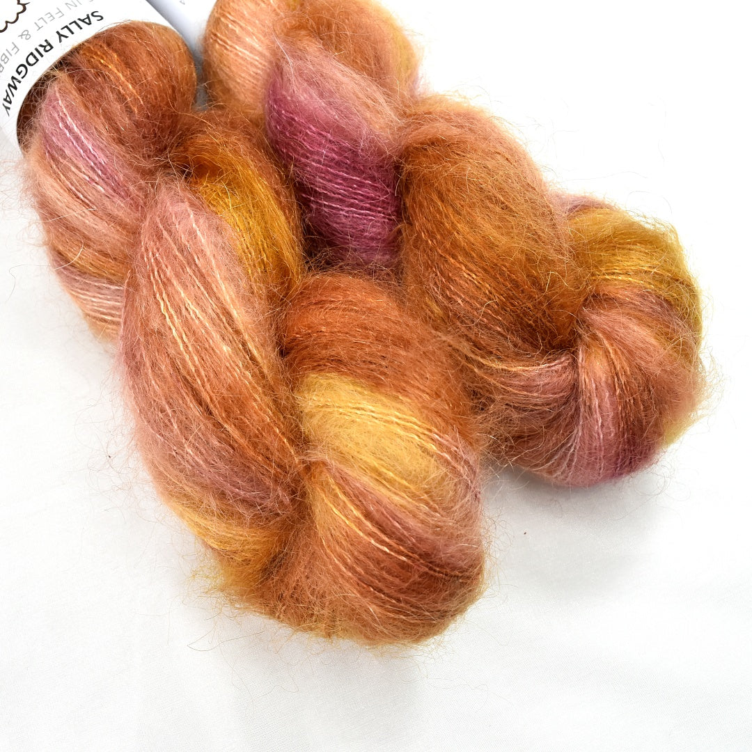 Superkid Mohair & Silk Hand Dyed Apricot Roses| Mohair Silk | Sally Ridgway | Shop Wool, Felt and Fibre Online