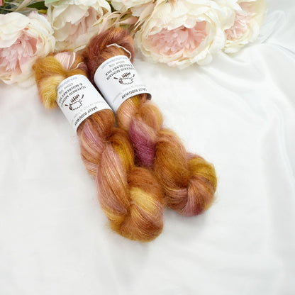 Superkid Mohair & Silk Hand Dyed Apricot Roses| Mohair Silk | Sally Ridgway | Shop Wool, Felt and Fibre Online