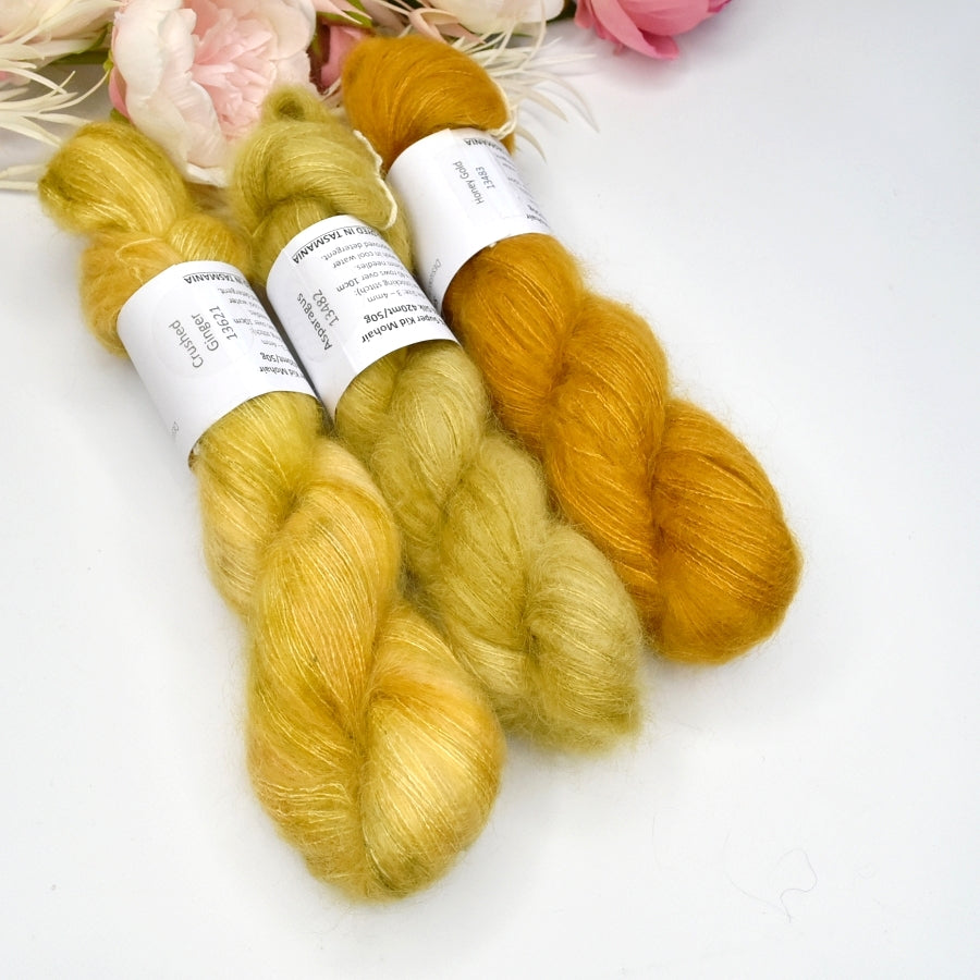 Superkid Mohair & Silk Hand Dyed Honey Gold| Mohair Silk | Sally Ridgway | Shop Wool, Felt and Fibre Online