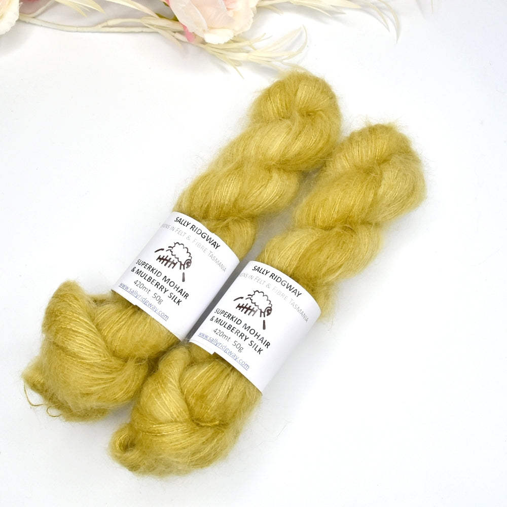 Superkid Mohair & Silk Hand Dyed Asparagus| Mohair Silk | Sally Ridgway | Shop Wool, Felt and Fibre Online