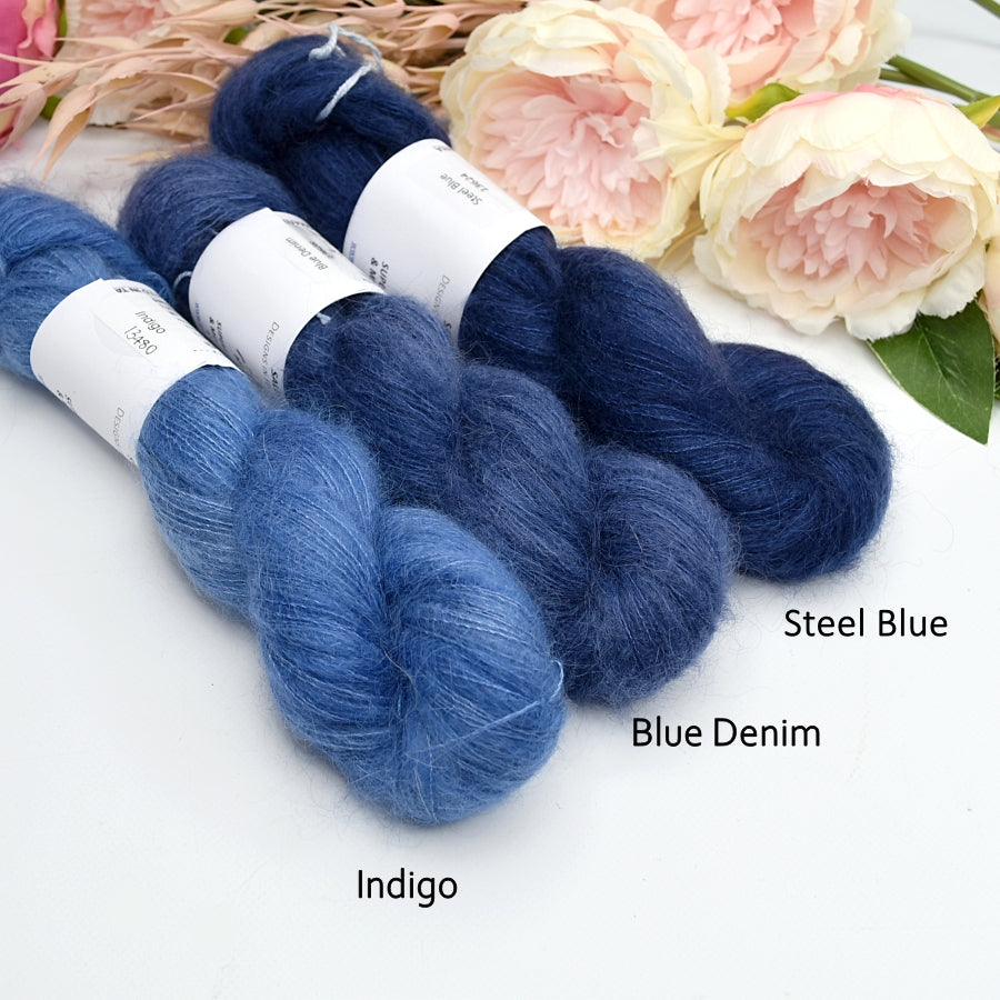 Superkid Mohair & Silk Hand Dyed Steel Blue| Mohair Silk | Sally Ridgway | Shop Wool, Felt and Fibre Online