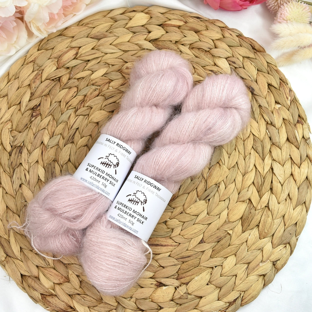 Superkid Mohair & Silk Hand Dyed Blush| Mohair Silk | Sally Ridgway | Shop Wool, Felt and Fibre Online