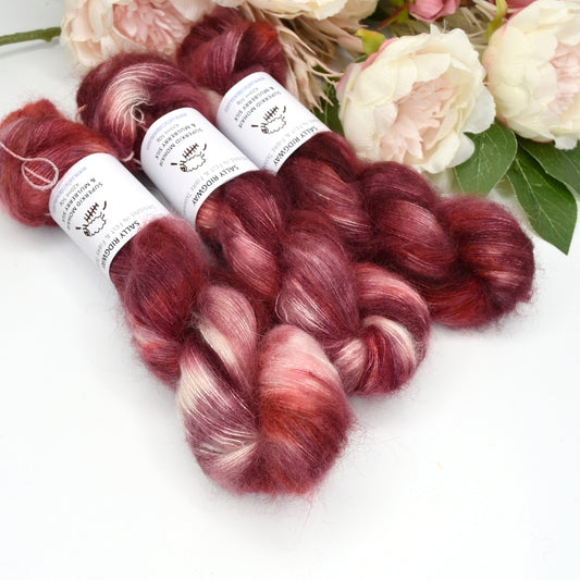 Superkid Mohair & Silk Hand Dyed Cherries and Cream| Mohair Silk | Sally Ridgway | Shop Wool, Felt and Fibre Online
