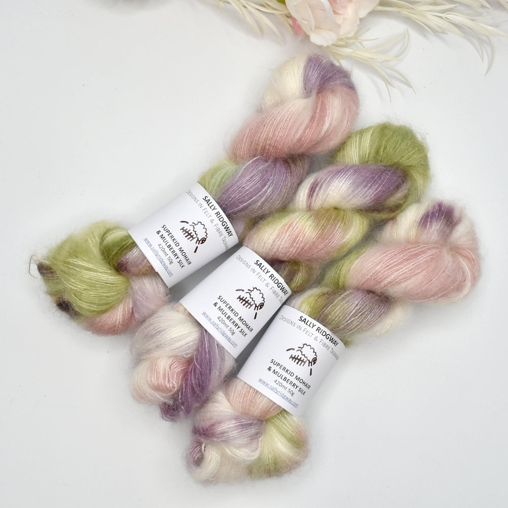 Superkid Mohair & Silk Hand Dyed Cottage Garden| Mohair Silk | Sally Ridgway | Shop Wool, Felt and Fibre Online
