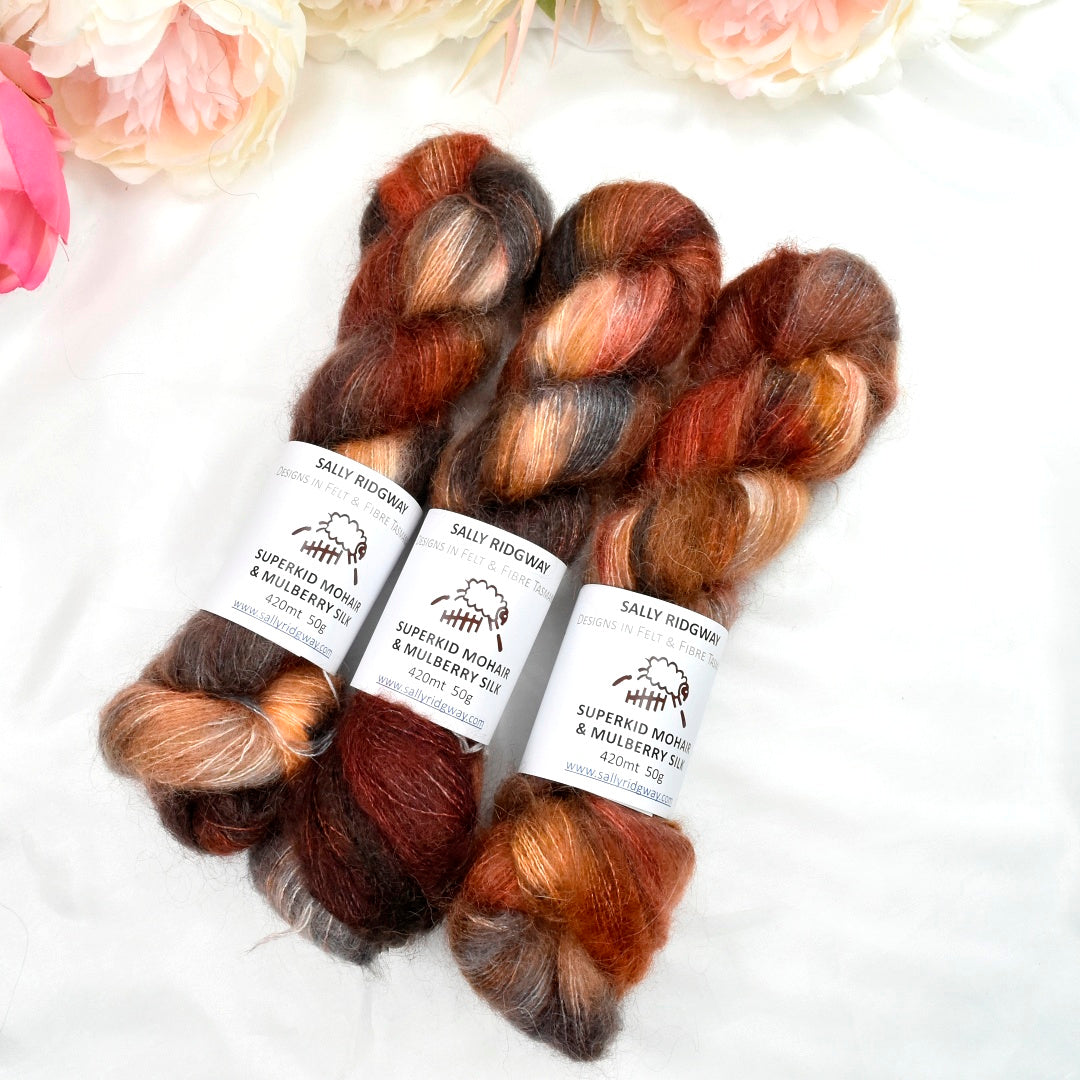 Superkid Mohair & Silk Hand Dyed Dingo Den| Mohair Silk | Sally Ridgway | Shop Wool, Felt and Fibre Online