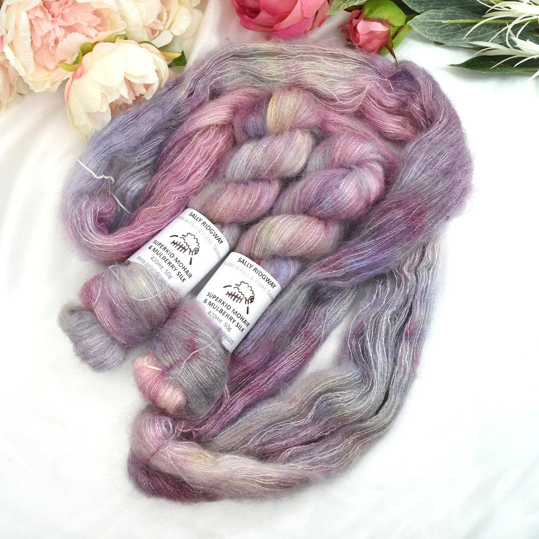 Superkid Mohair & Silk Hand Dyed Frosted Petals| Mohair Silk | Sally Ridgway | Shop Wool, Felt and Fibre Online