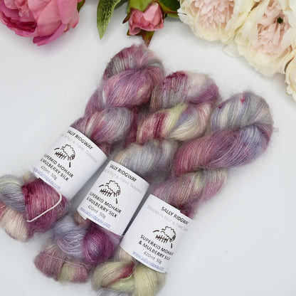 Superkid Mohair & Silk Hand Dyed Frosted Petals| Mohair Silk | Sally Ridgway | Shop Wool, Felt and Fibre Online