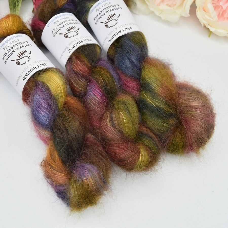 Superkid Mohair & Silk Hand Dyed Kaleidoscope| Mohair Silk | Sally Ridgway | Shop Wool, Felt and Fibre Online