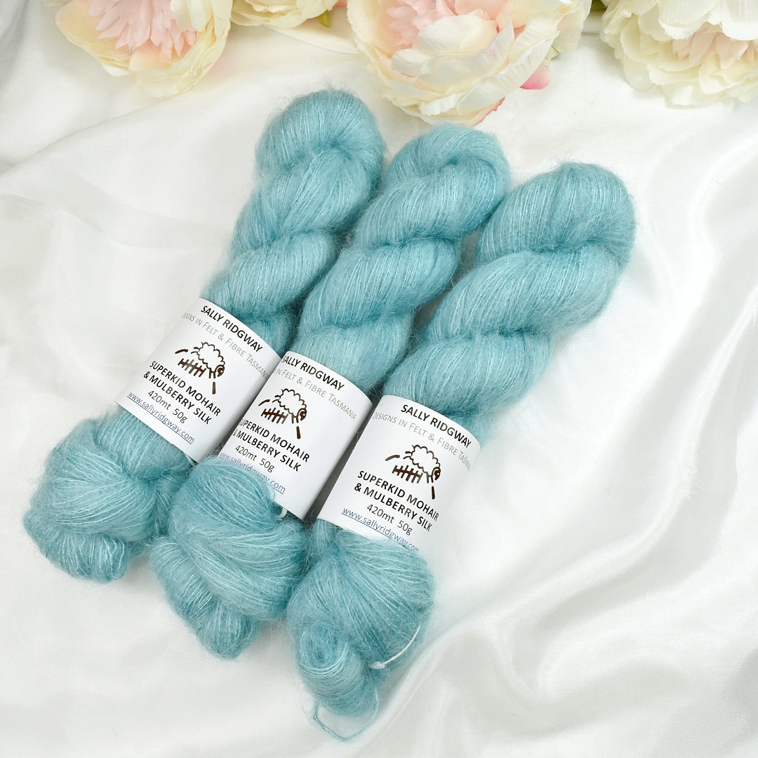 Superkid Mohair & Silk Hand Dyed Ocean Wave-Mohair Silk-2-Sally Ridgway Designs in Felt &amp; Fibre