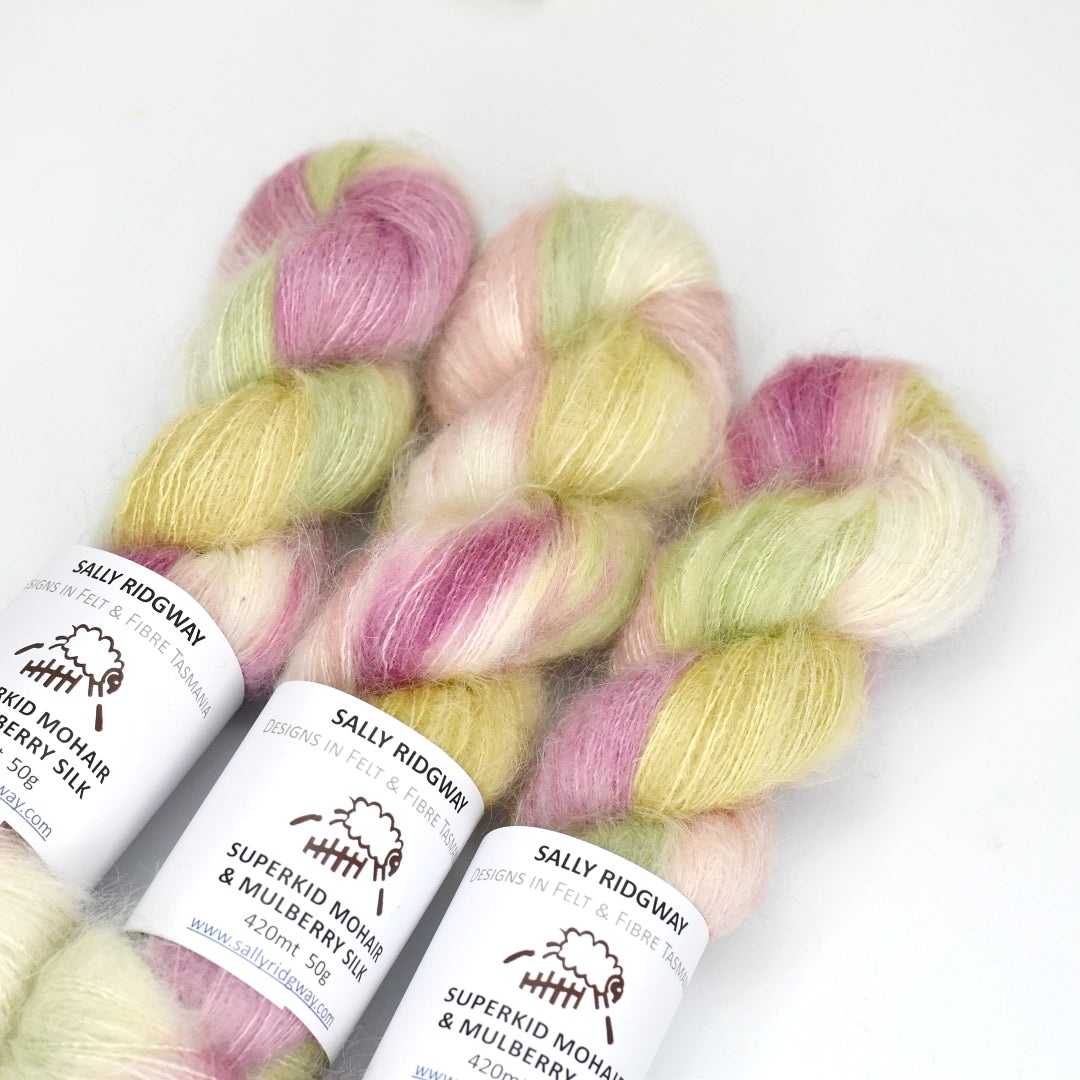 Superkid Mohair & Silk Hand Dyed Peach Blossom| Mohair Silk | Sally Ridgway | Shop Wool, Felt and Fibre Online