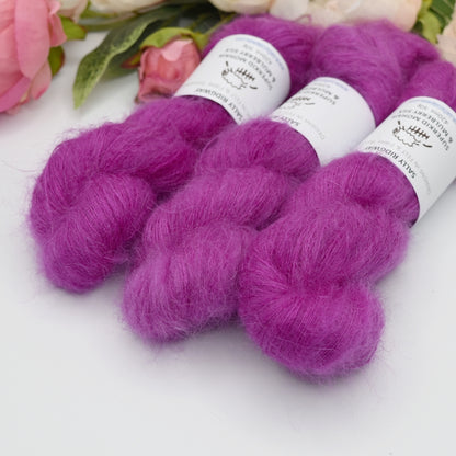 Superkid Mohair & Silk Hand Dyed Raspberry Syrup| Mohair Silk | Sally Ridgway | Shop Wool, Felt and Fibre Online
